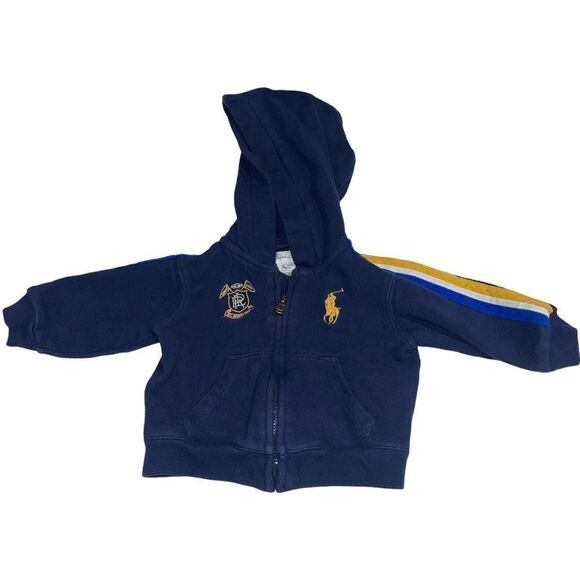 Ralph Lauren Other - Ralph Lauren Navy Full‎ Zip Hoodie with Yellow Big Pony Logo - Size 3 months